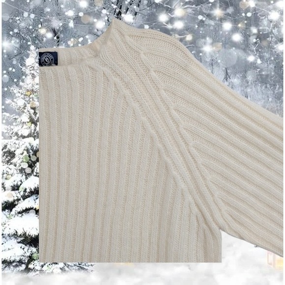 Venezia Jeans Sz 14/16 Cream Broad Rib Knit Crew Neck Sweater Women Wool Blend - Picture 3 of 4